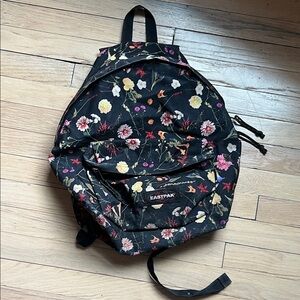 Eastpak Black Floral Backpack with Multicolor Blooms